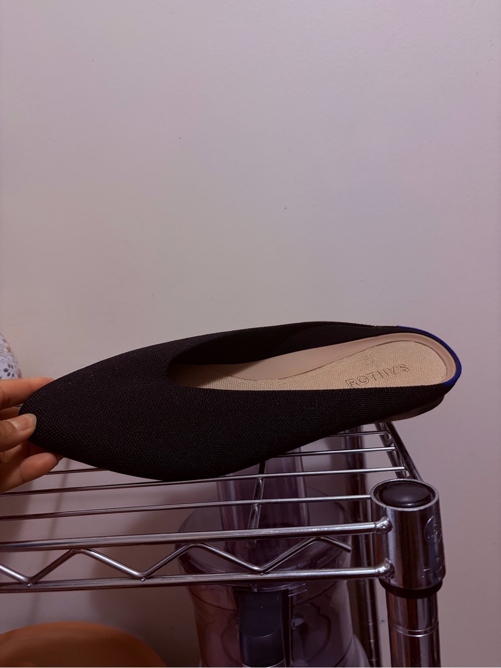 Rothy's Almond Black Mule Flats